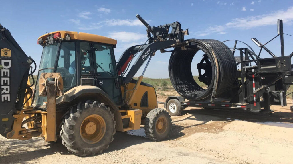 loading banded poly pipe